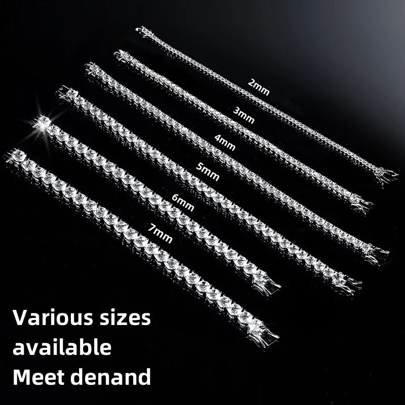 New Fashion S925 Sterling Silver 18K Gold-Plated 5A Black Zircon Tennis Bracelet for Men & Women