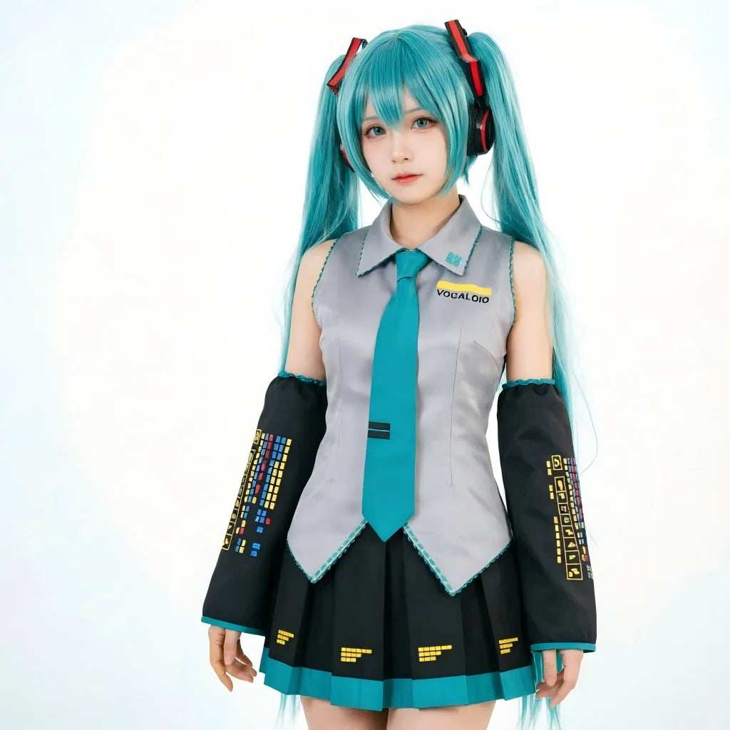 Anime Character Performance Clothes  MIKU Anime Clothes Cosplay Clothes JK Skirt Same Suit Wig Accessories Halloween