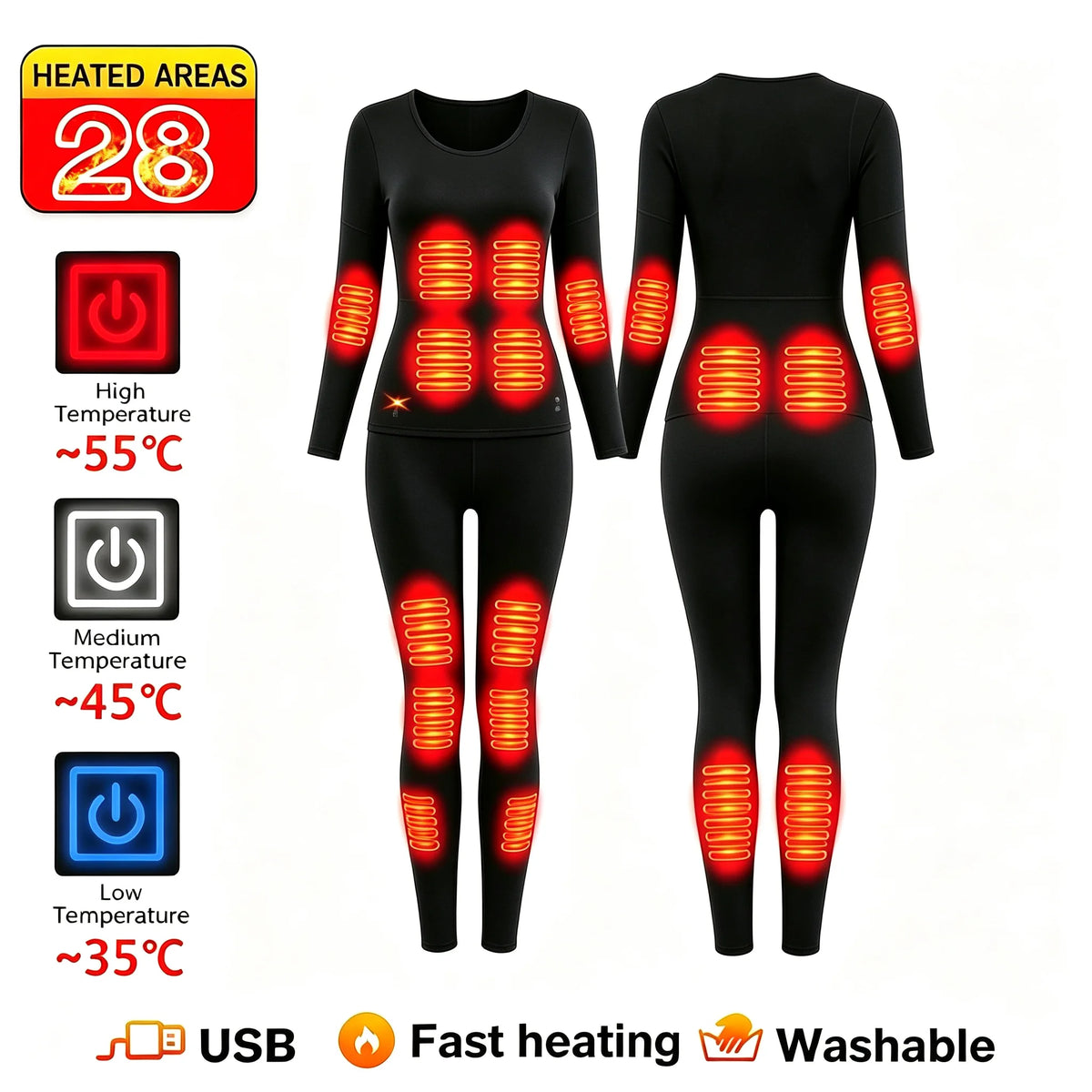 Unisex USB Heated Thermal Jacket – 52 Heating Zones