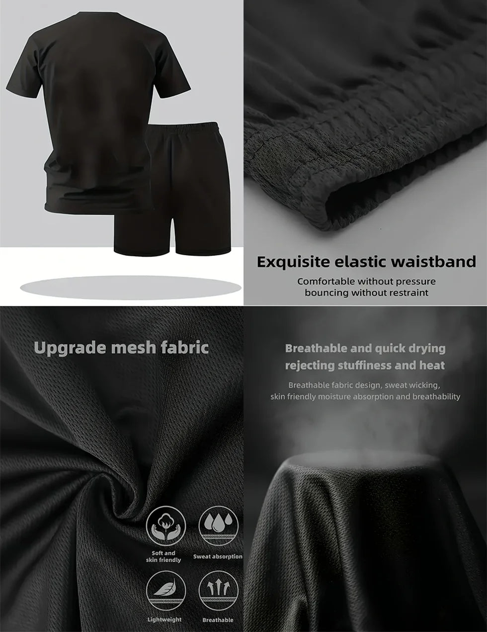 Men's Quick Dry Oversized T-Shirt and Drawstring Sport Shorts Set