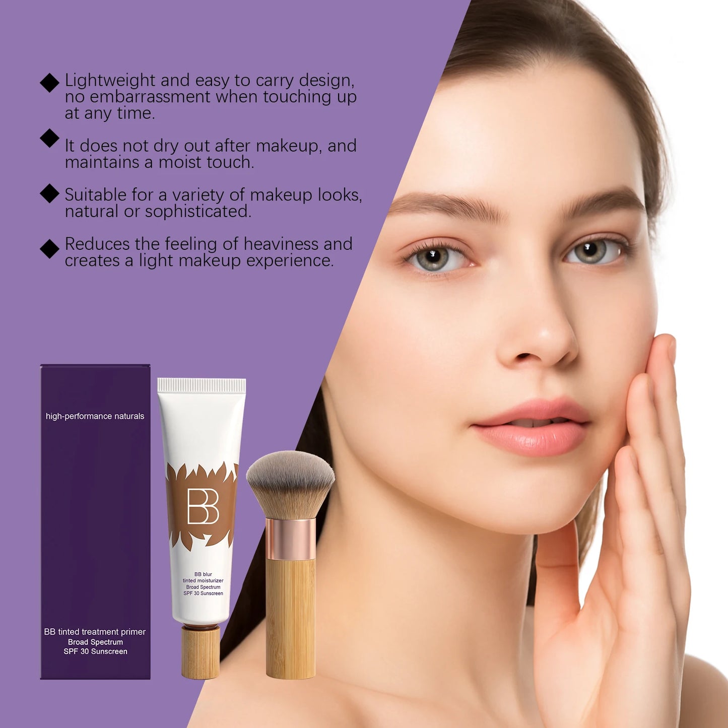 BB Cream Set – Concealer & Primer, Soft Moisturizing Makeup Base, Natural Non-Cakey Finish, Long-Lasting Non-Sticky Coverage
