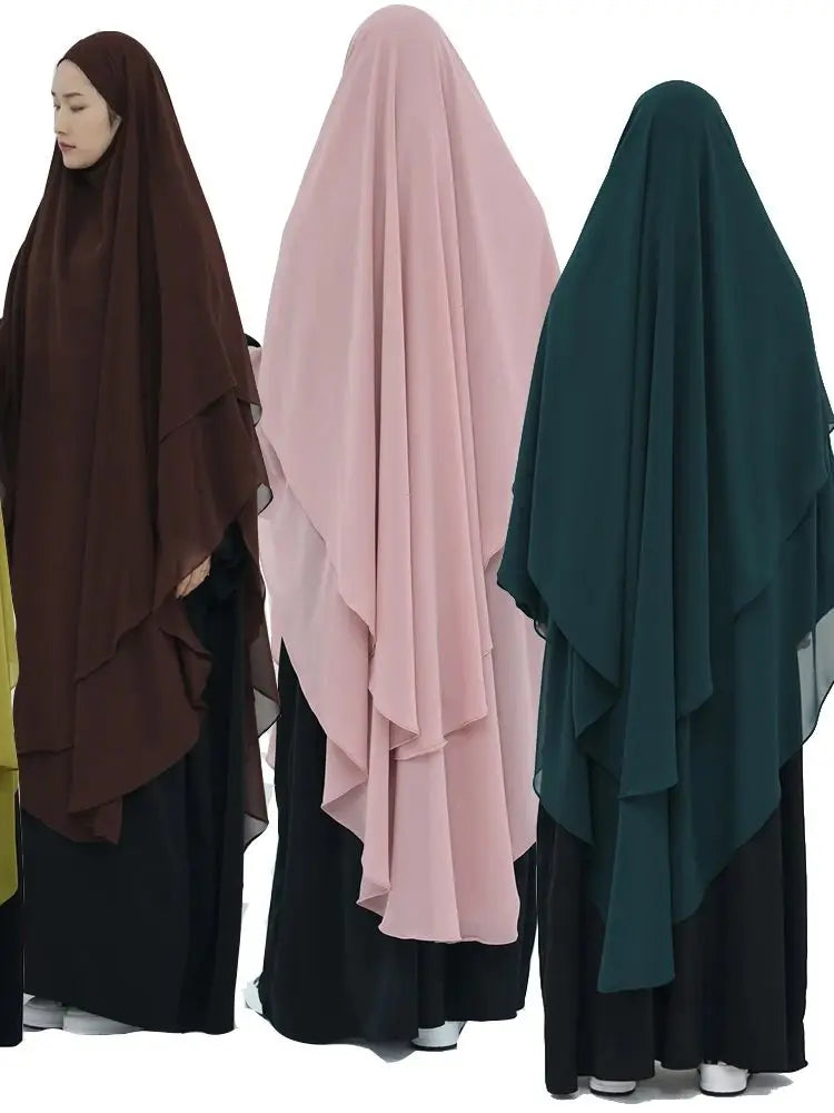 Women’s Elegant Chiffon Khimar & Abaya Set