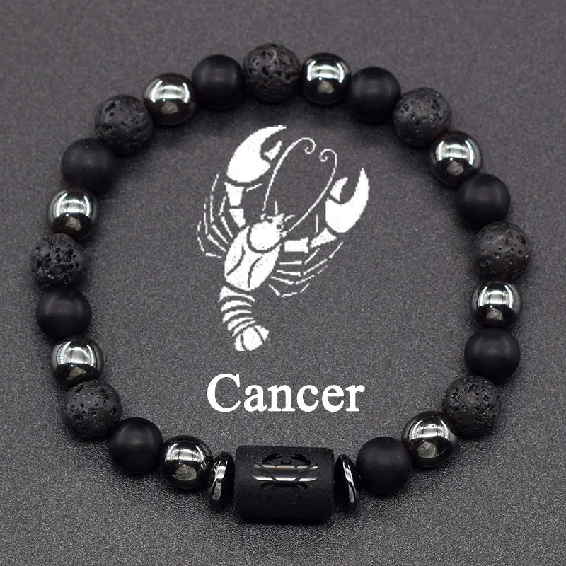 12 Zodiac Constellation Signs Bracelet for Men & Women – Natural Tiger Eye Stone Beaded Bracelet, Leo Taurus Charm Couple Jewelry