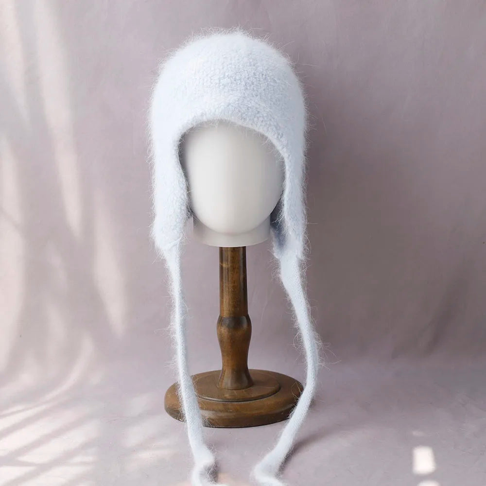 2025 NEW Winter Hat Real Rabbit Fur Winter Hats For Women Fashion Warm Hats Upgrade thickened extended Pullover scarf hat