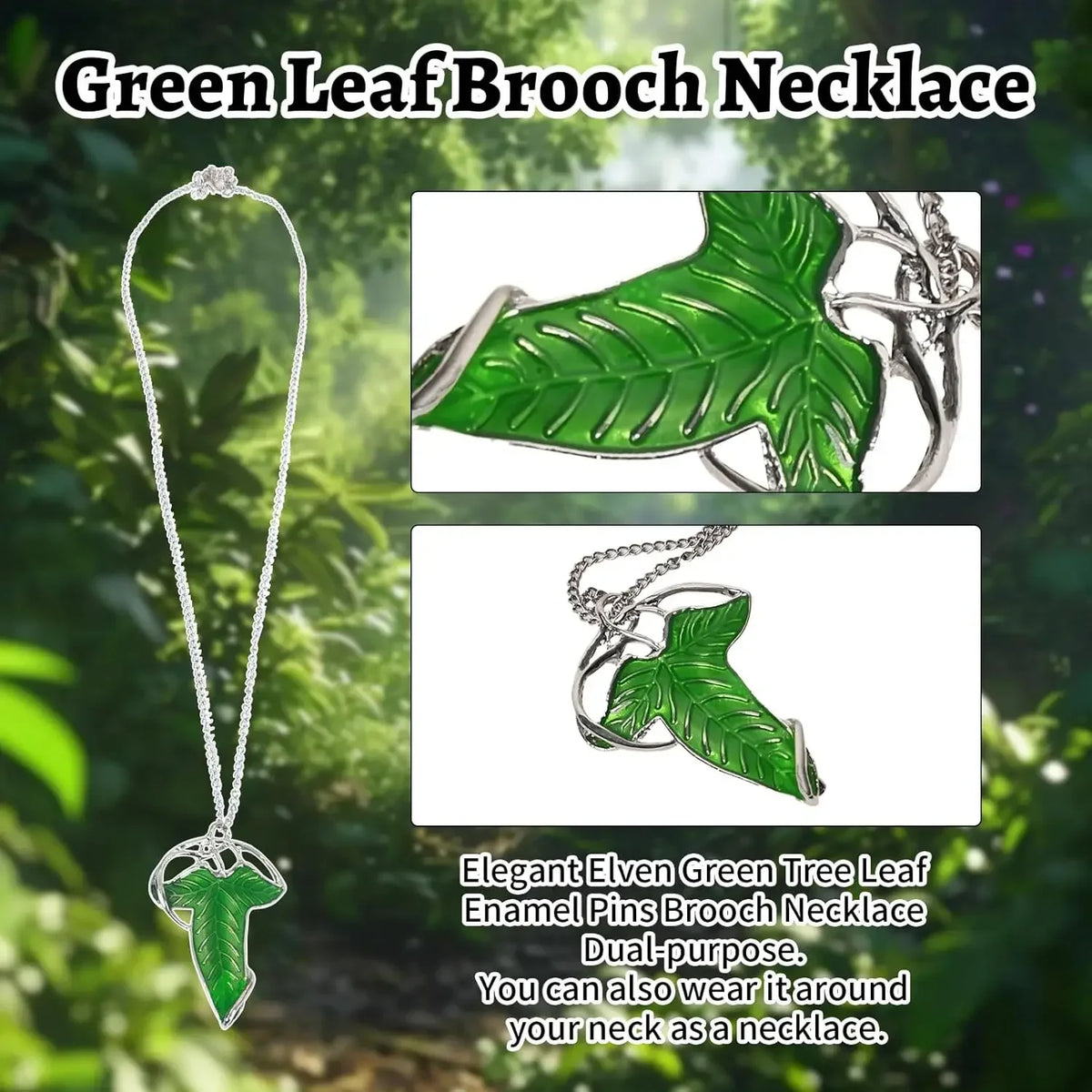 Medieval Costume Cloak with hood men Adult Renaissance Hooded Cloak with Green Leaf Brooch Necklace
