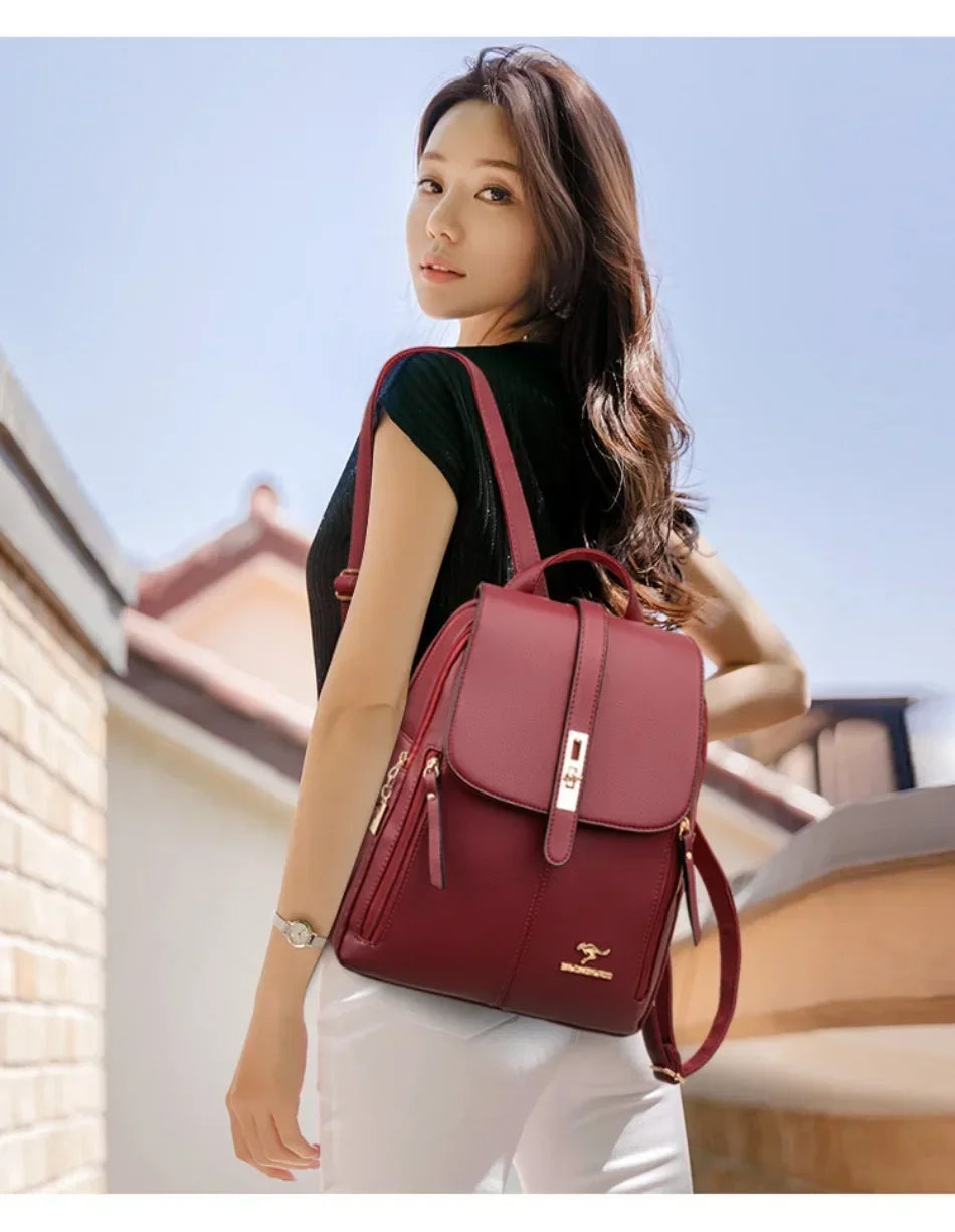 Women’s Casual Waterproof Synthetic Leather Backpack