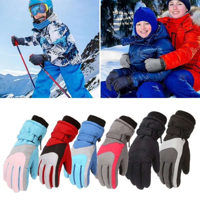 New Fashion Children Kids Winter Snow Warm Gloves Boys Girls Ski Windproof Waterproof Thicken Gloves Keep Finger Warm