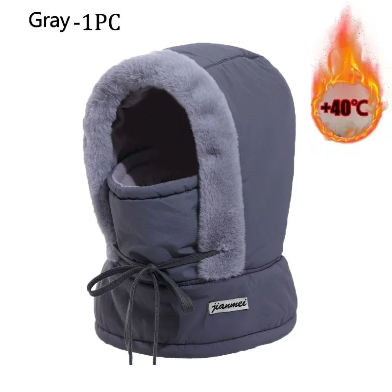 Winter Motorcycle Warm Neck Gaiter Windproof Outdoor Sports Mask Face Balaclava Cotton 3-in-1 Beanies Cap Warm Face Protection