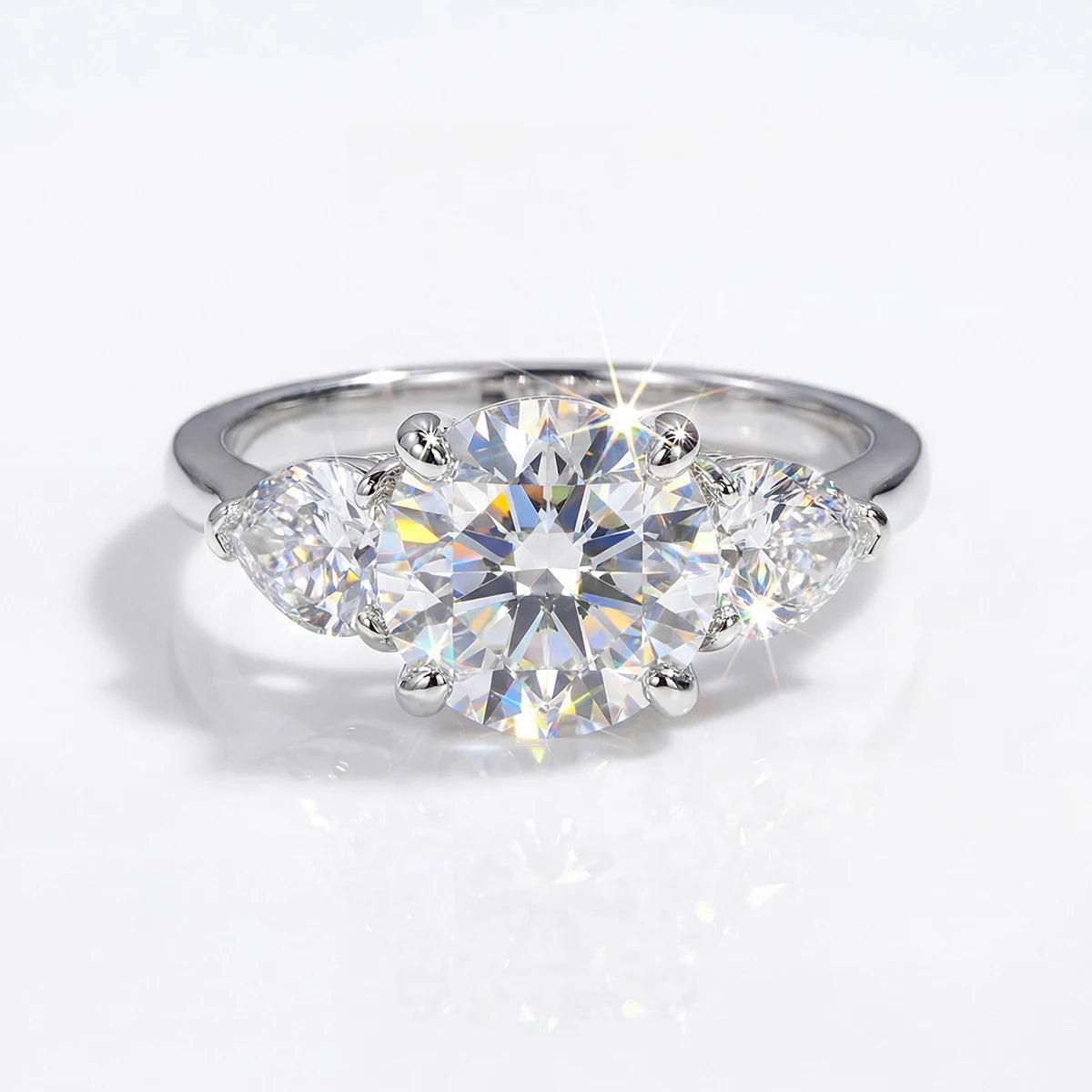 925 Sterling Silver 3CT Moissanite Ring for Women – Double Heart Zircon Eternity Engagement Ring, Fine Jewelry Gift