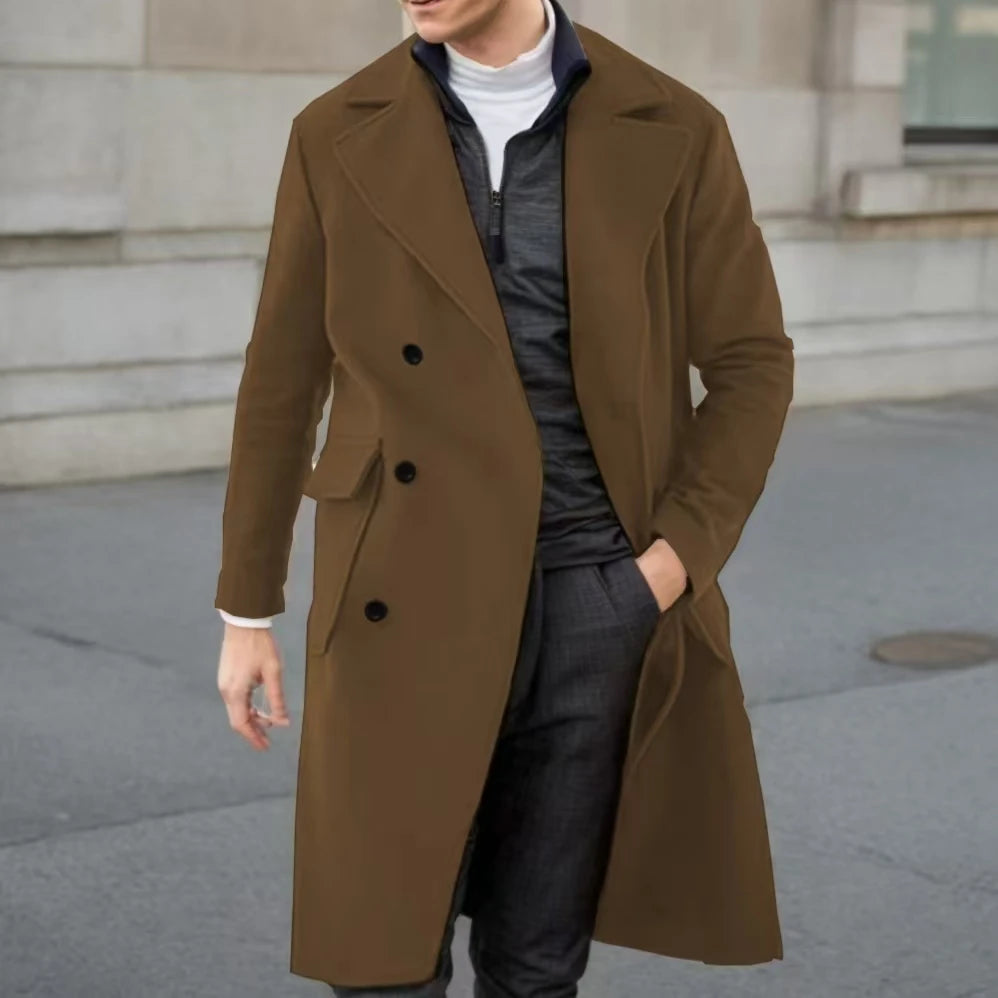 Elegant Men Winter Trench Coat Luxury Peak Lapel High Quality Long Coat for Business And Wedding Dresses Customized Elegant Men