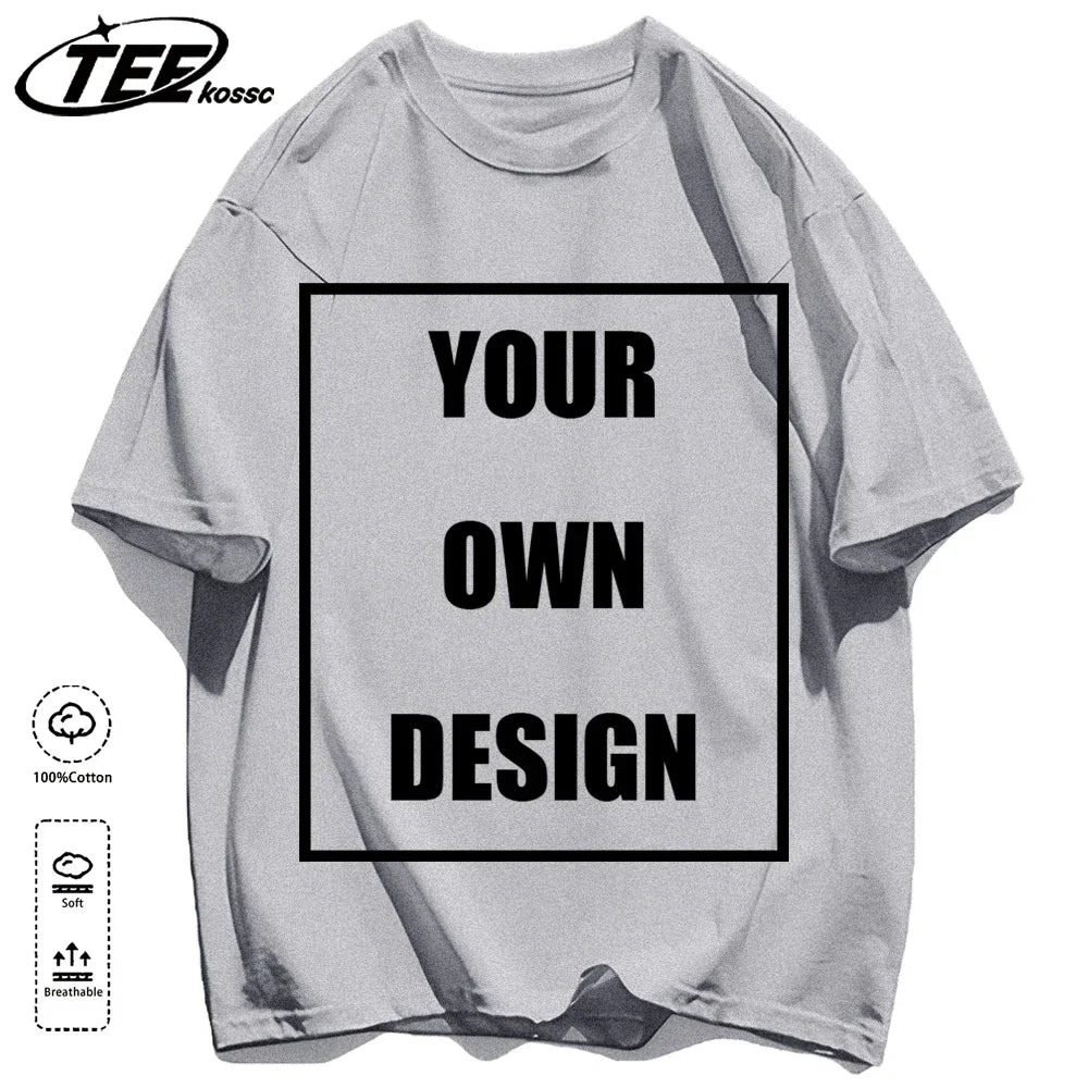Customized LOGO Picture Men's Cotton T-Shirt Summer Colour Loose Short Sleeves Comfortable Fashion T Shirts Unisex O-Neck DIY Te