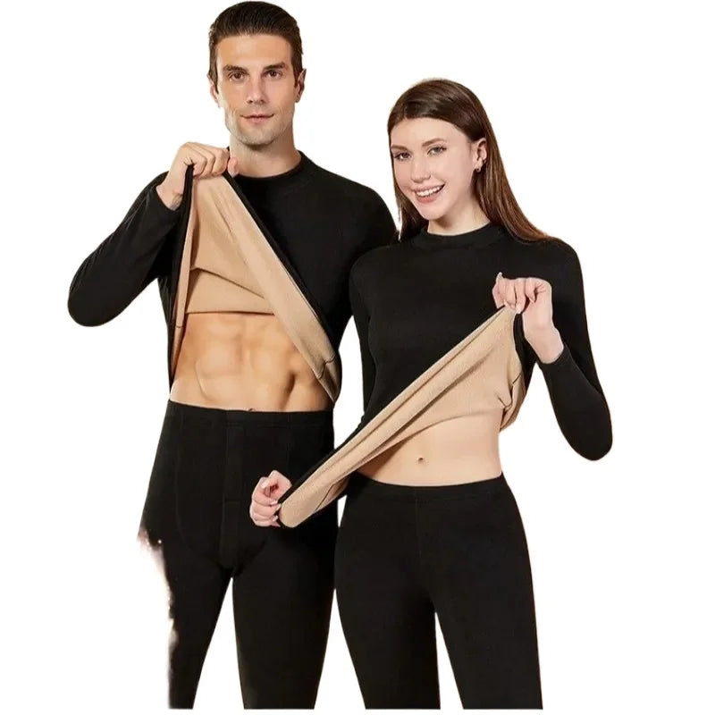 Men's Mock Neck Fleece Thermal Underwear Set