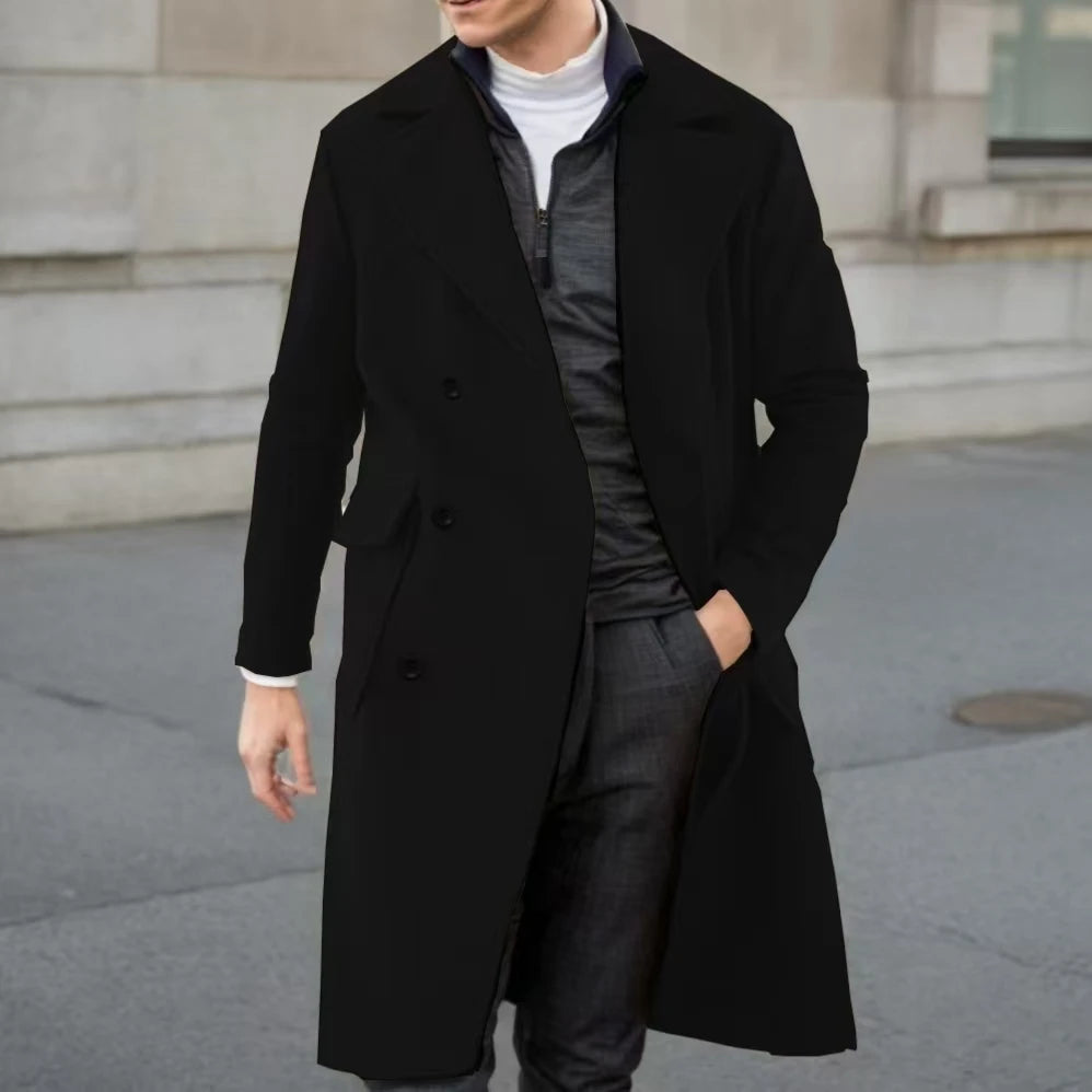 Elegant Men Winter Trench Coat Luxury Peak Lapel High Quality Long Coat for Business And Wedding Dresses Customized Elegant Men