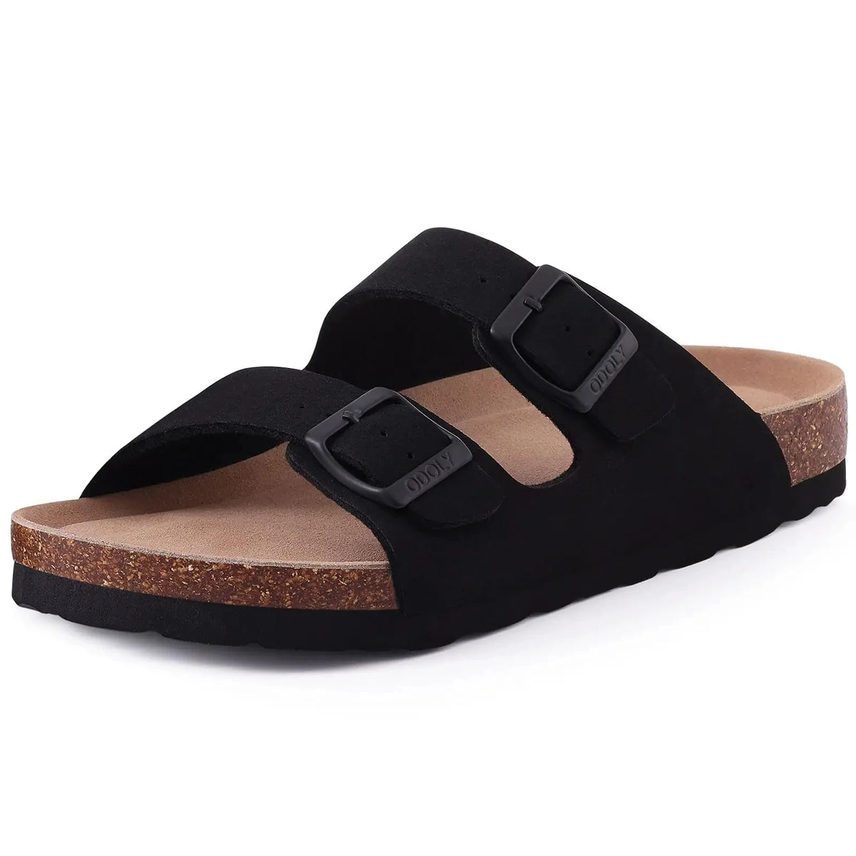 Litfun Classic Leather Cork Slippers Women Fashion Suede Flats Sandals Thick Footbed Cork Slides Unisex Outdoor Beach Slippers