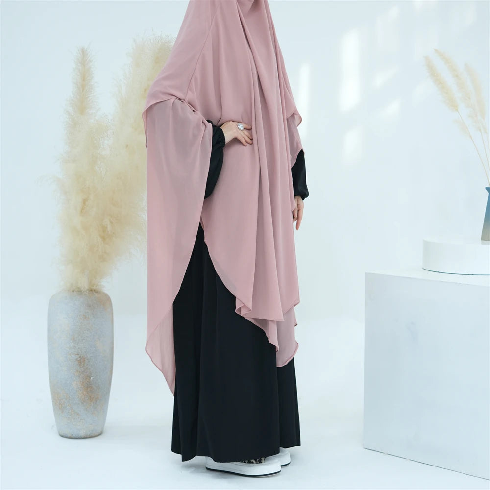 Women’s Elegant Chiffon Khimar & Abaya Set