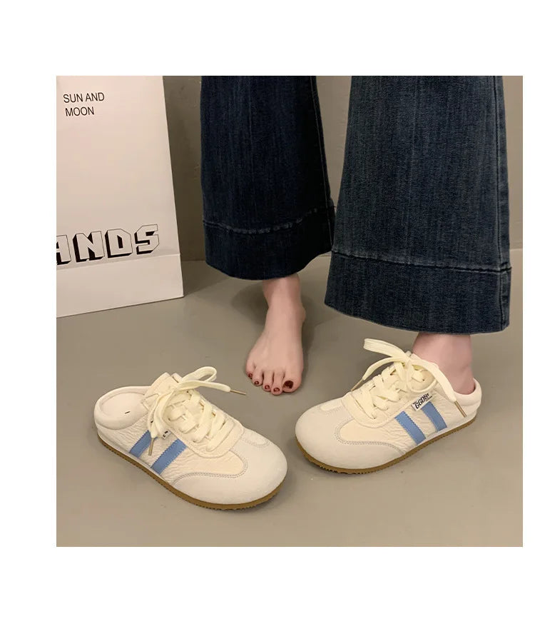 Women Fashion Slippers 2026 Summer Trend Casual Comfort Platform Flats Mules Slippers Lace-Up Non Slip Outdoor Female Slippers