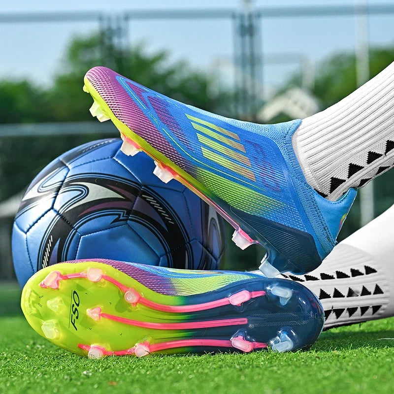 Men's Football Boots Without-lace Youth FG/TF Field Training Studded Fast Soccer Cleats Professional Non Slip Football Shoes