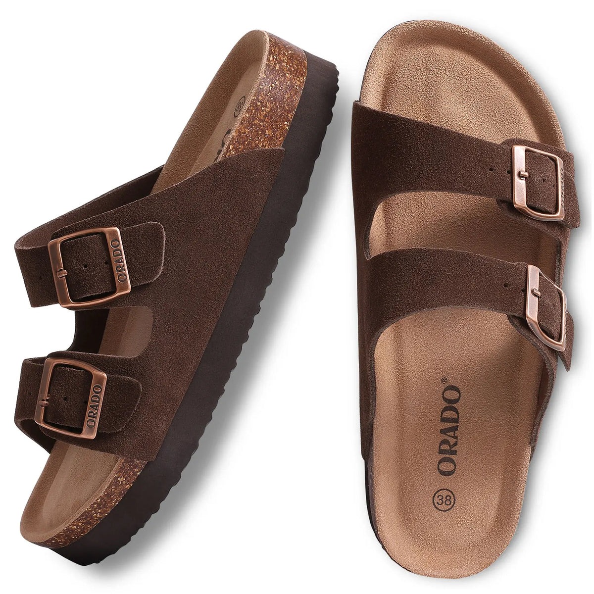 Bebealy Women's Cork Footbed Slide Sandal Summer Men Mules Fashion Women Clogs Slippers Outdoor Beach Sandals Adjustable Buckle