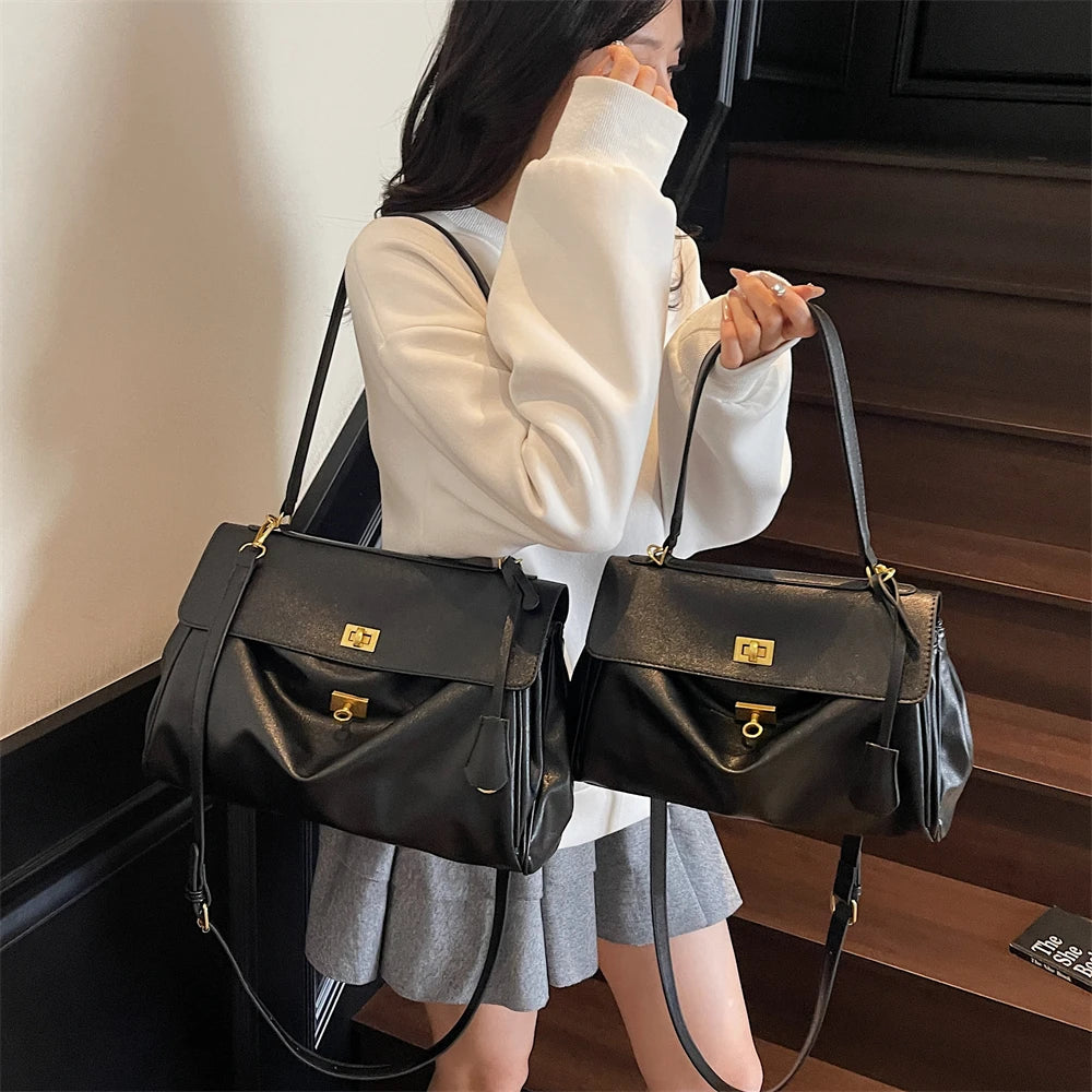 Women’s Vintage PU Flap Shoulder & Crossbody Bag