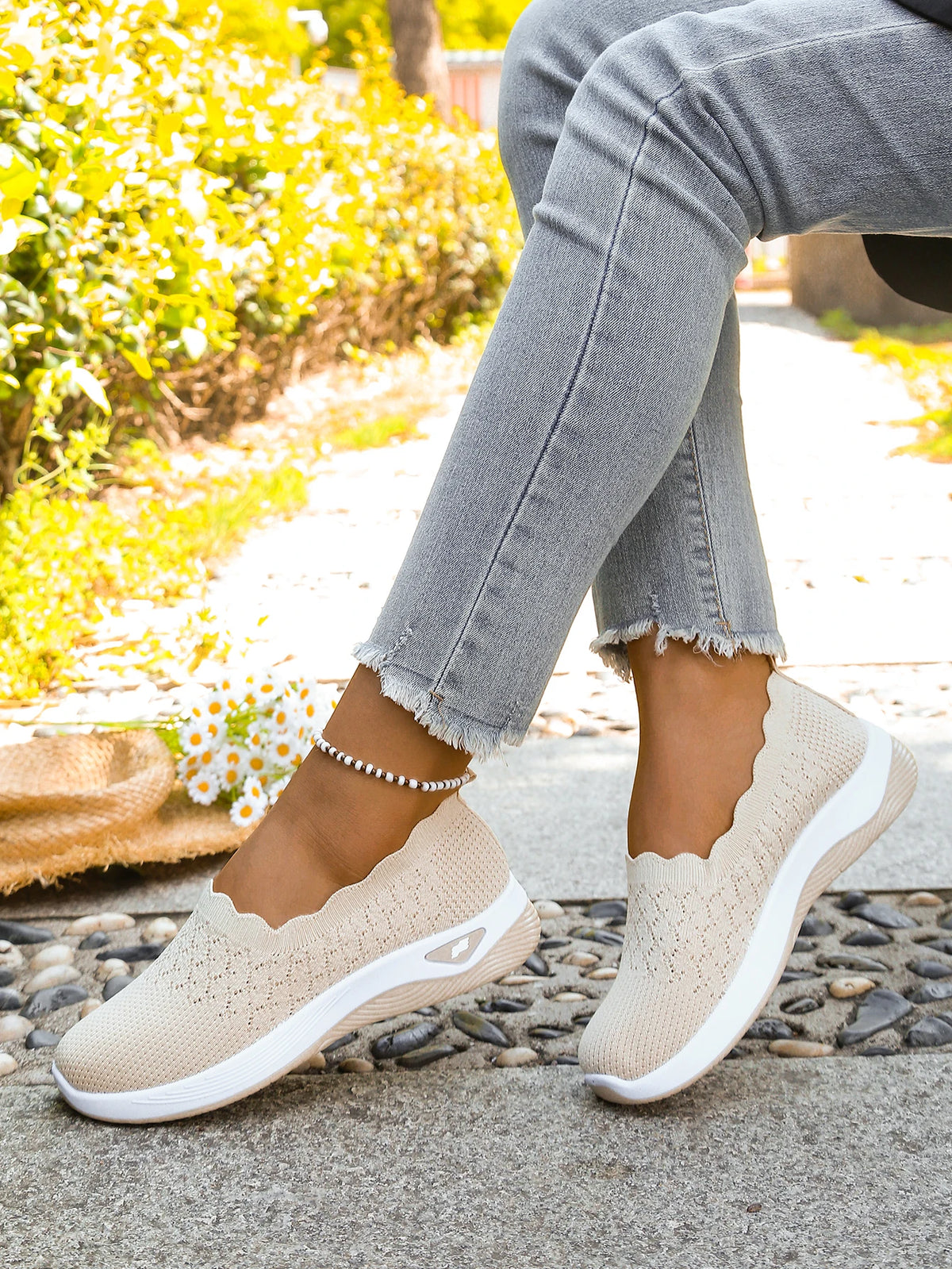 Women's 2026 Summer Breathable Knit Slip-On Sneakers Ultra Lightweight Soft Sole Comfortable Casual Loafers for Daily Work Walk