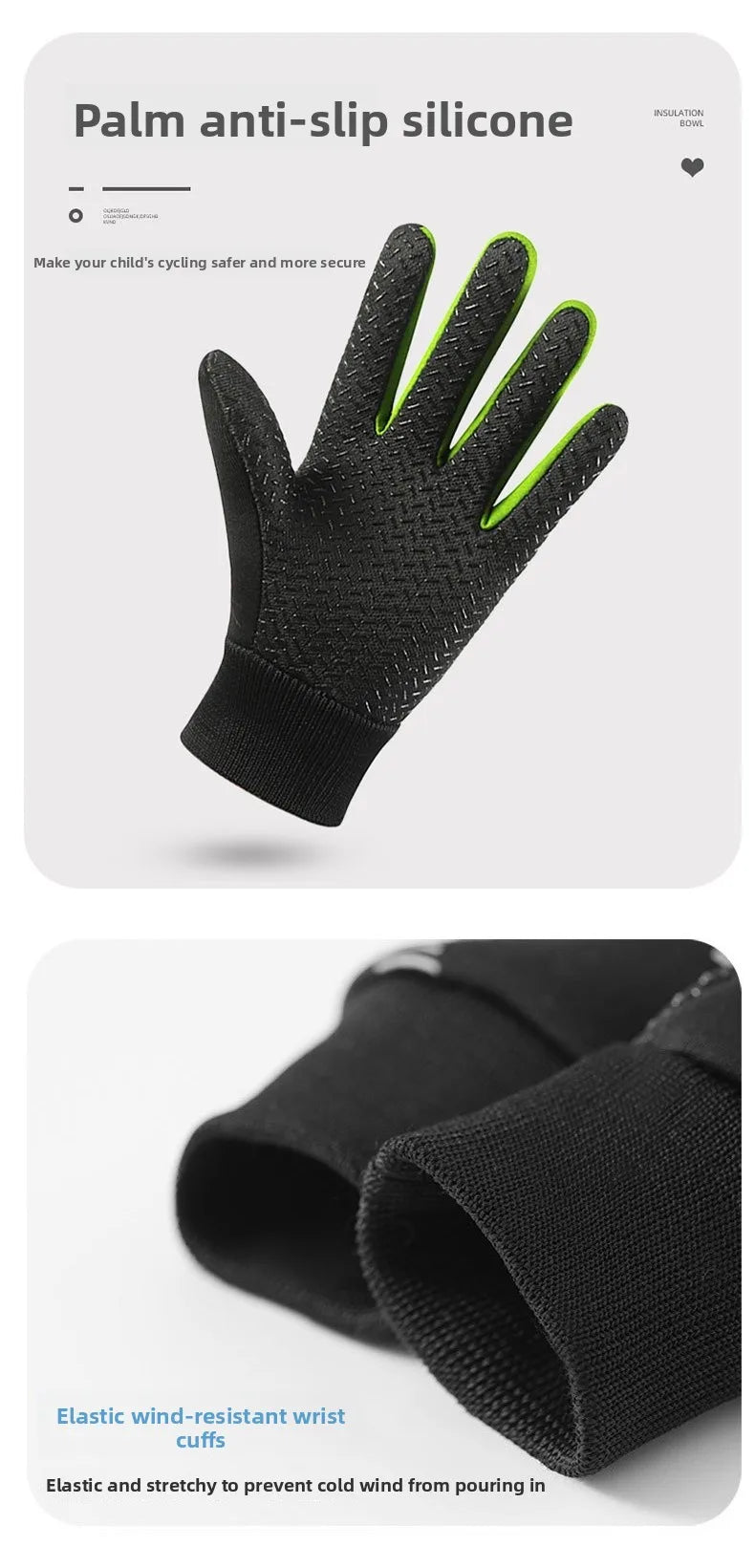 1 Pair Kids Winter Warm Sports Thermal Gloves Cold Weather Water-Resistant Anti-slip Children Mittens 5-13 Years Boys Girls