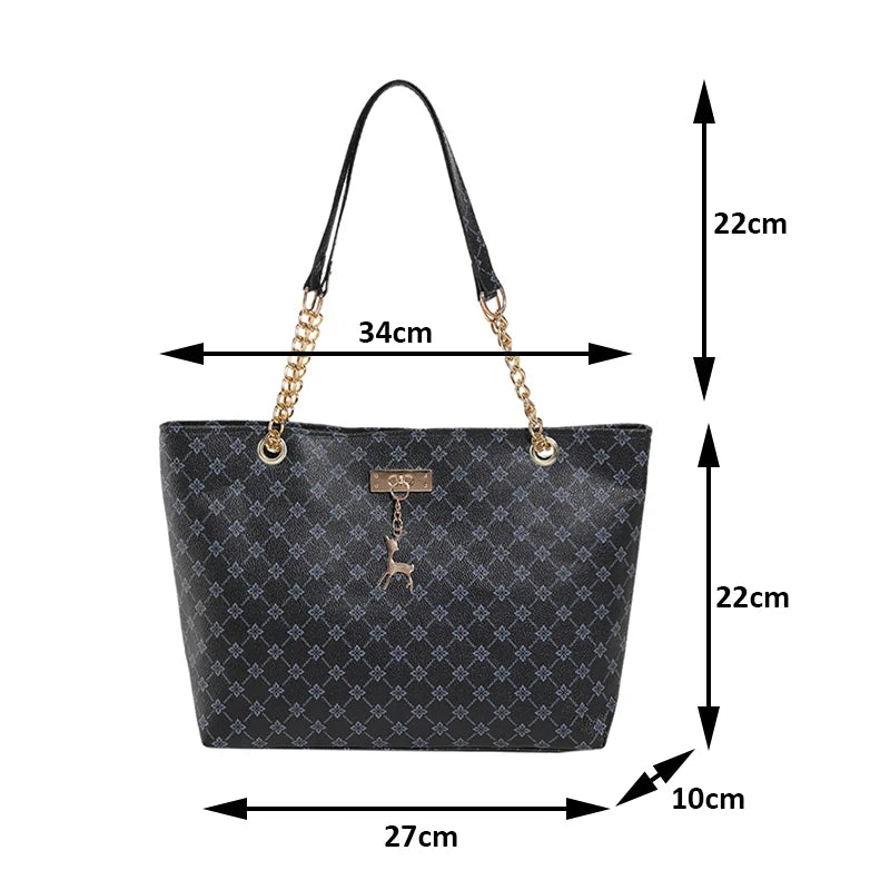 Women’s Fashion Plaid PU Shoulder Tote Bag