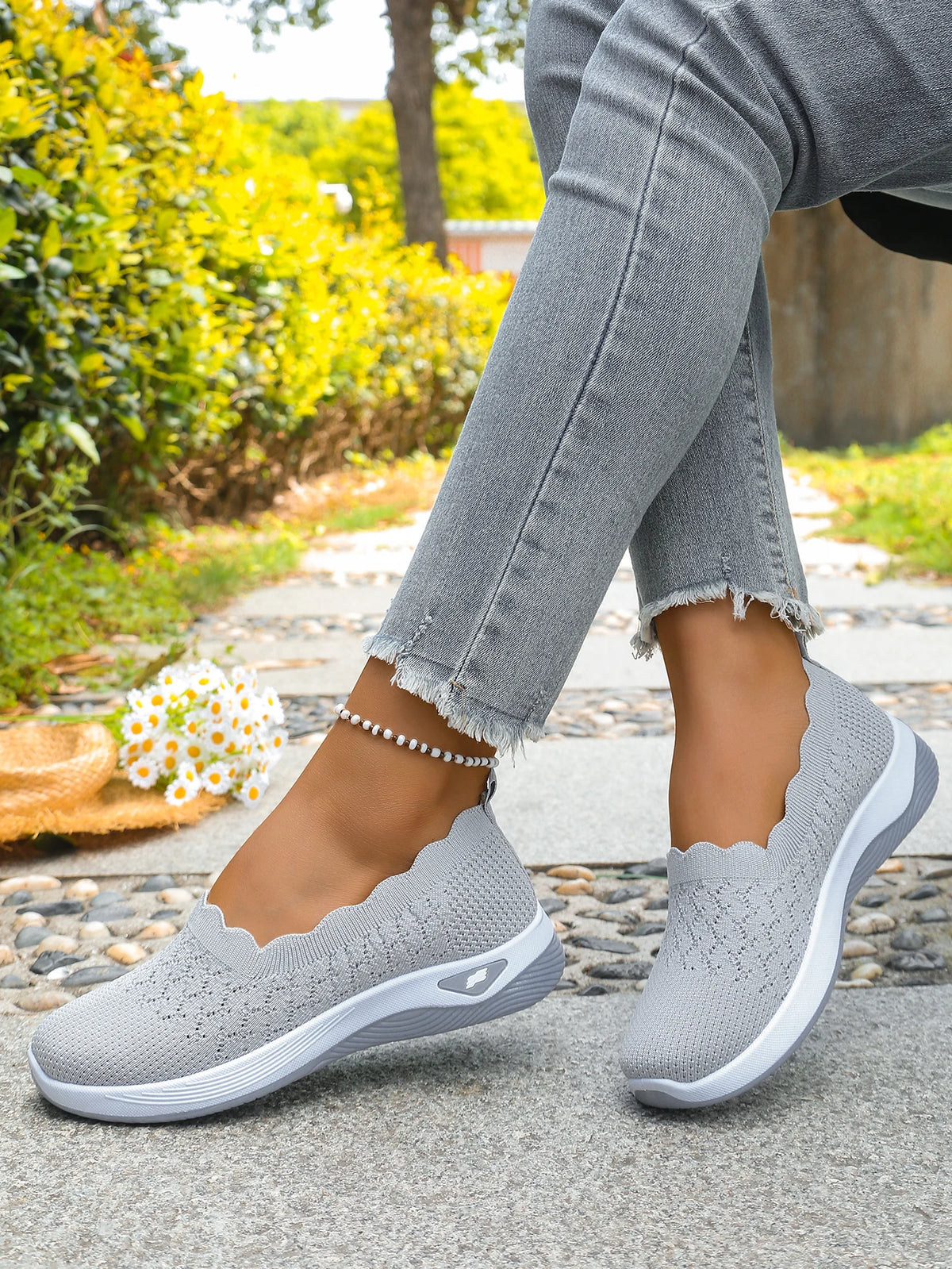 Women's 2026 Summer Breathable Knit Slip-On Sneakers Ultra Lightweight Soft Sole Comfortable Casual Loafers for Daily Work Walk