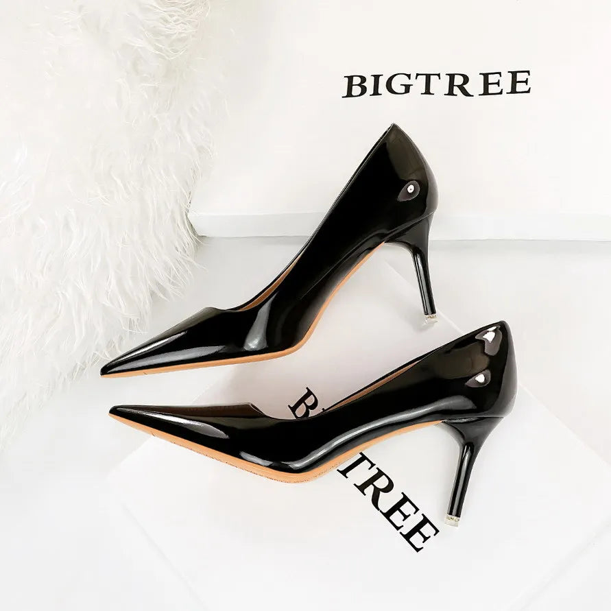 Patent Leather Pointed Toe High Heel Pumps