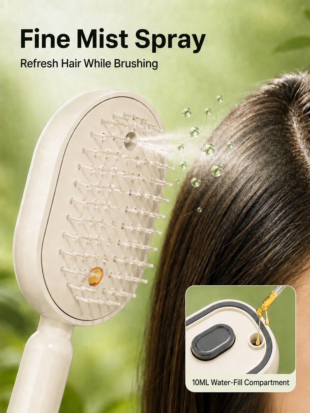 Magic Detangling Hair Brush for Women – Anti-Frizz Electric Spray Air Cushion Brush, Self-Cleaning Rechargeable Hair Detangler with Red Light