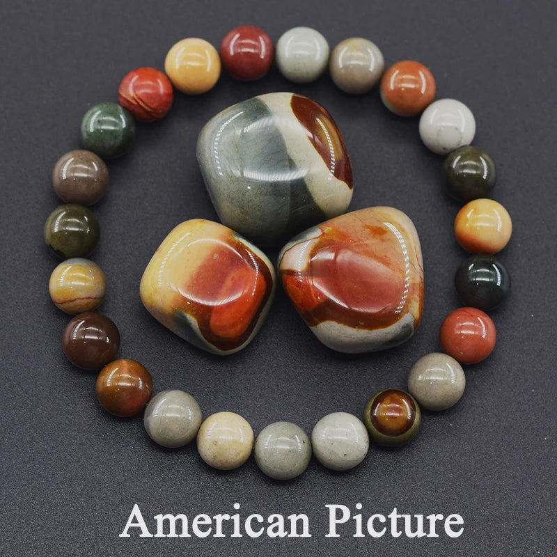 Indian Agate Bead Bracelet for Women – Natural Colorful Crystal Stone Strand Bracelet, Energy-Inspired Yoga Jewelry Gift