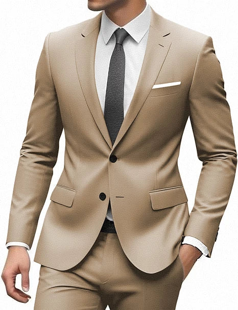Elegant Suit for Men 2 Pieces Blazer and Pants Set Luxury Notched Lapel Tuxedo Suits for Men Formal Wedding Dresses Gentleman