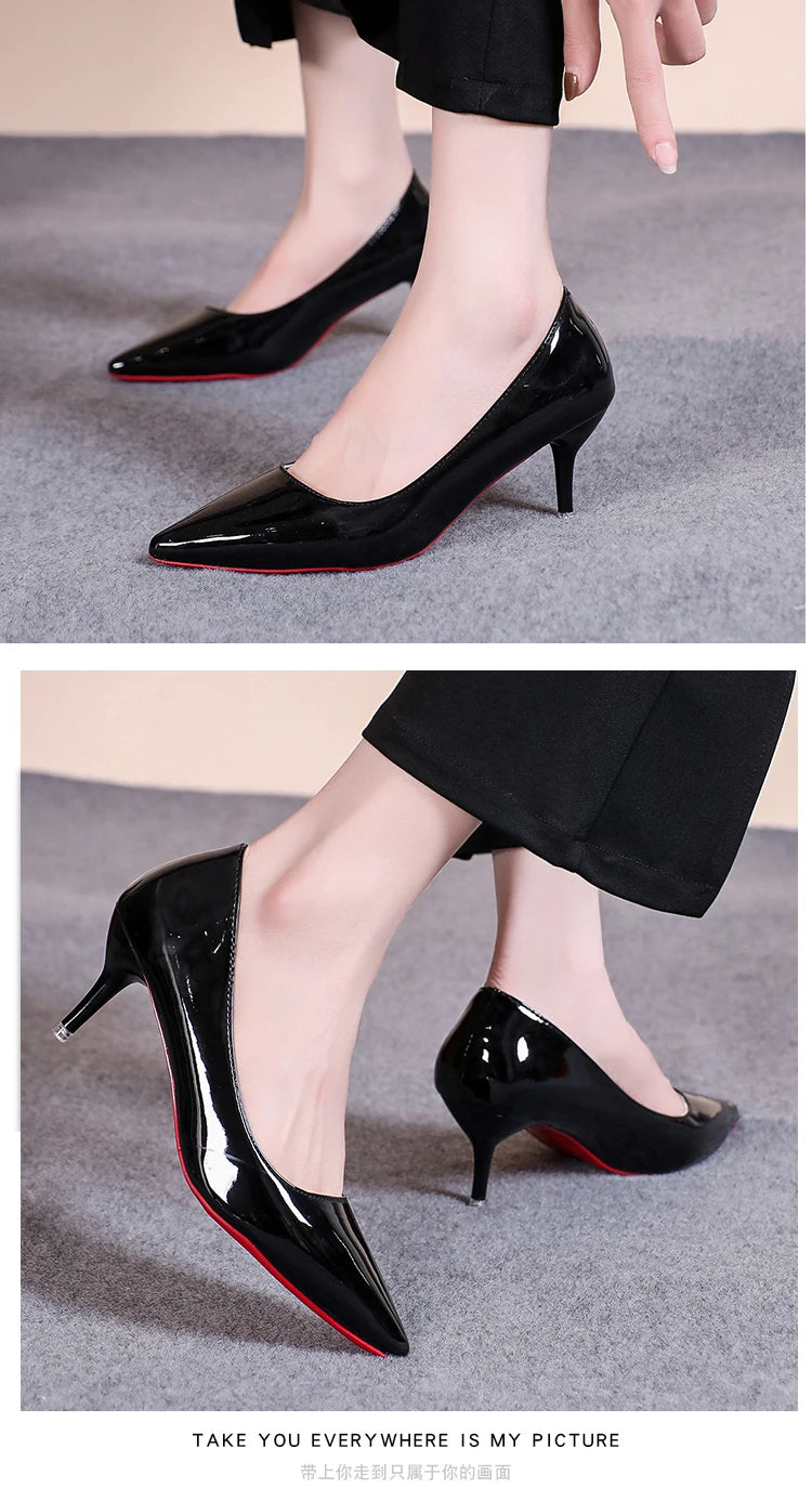 Classic Patent Pointed Toe Stiletto Pumps