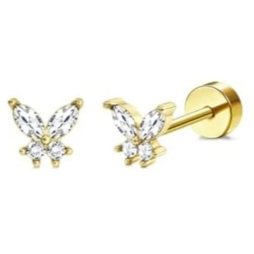 14K Gold-Plated Stainless Steel Classic Stud Earrings