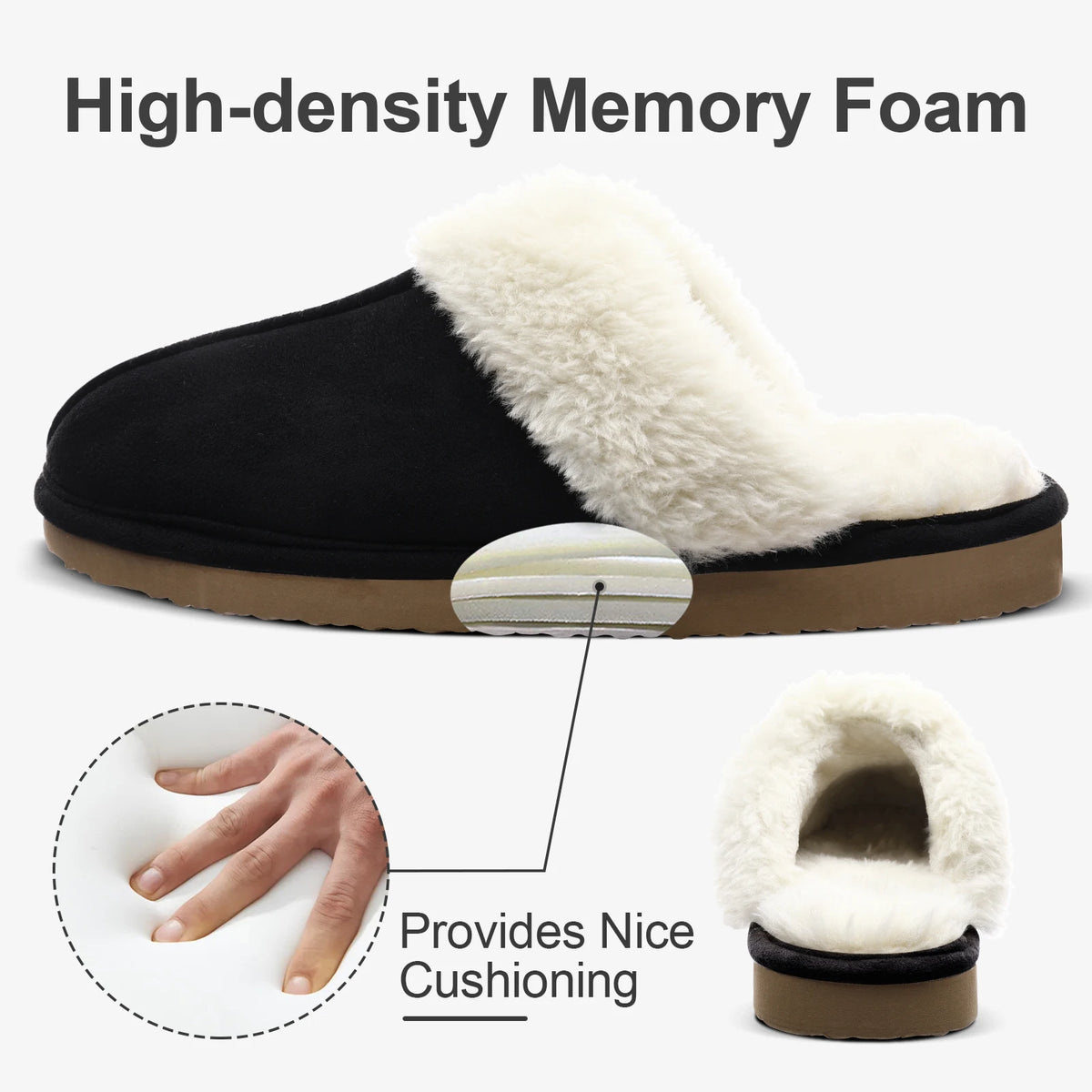 Kidmi Warm Fluffy Women Slippers Classic Brand Fuzzy House Slippers Indoor Soft Memory Foam Slippers Outdoor Antiskid Slippers