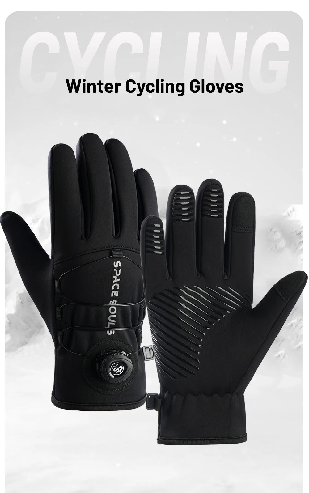 New Winter Buckle Cycling Gloves Unisex Windproof Touch Screen Warm Gloves Men's Women's Outdoor Sports Running Skiing Gloves