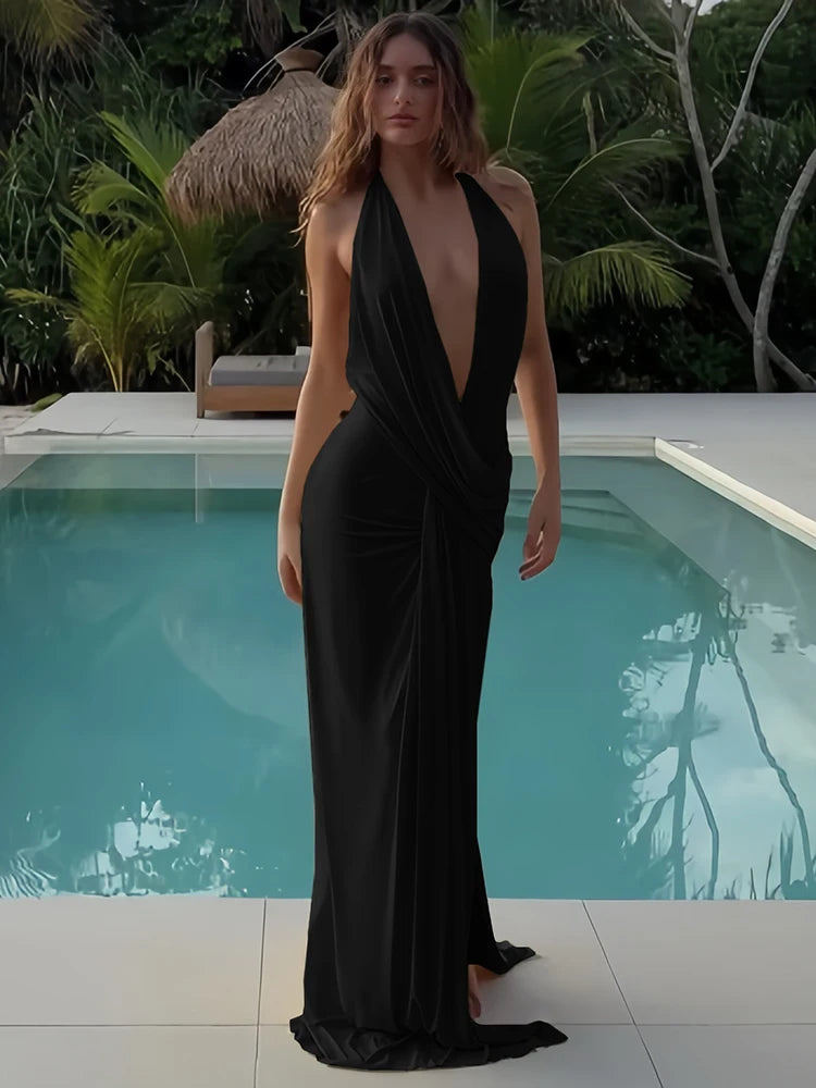 Halter Split Maxi Dress