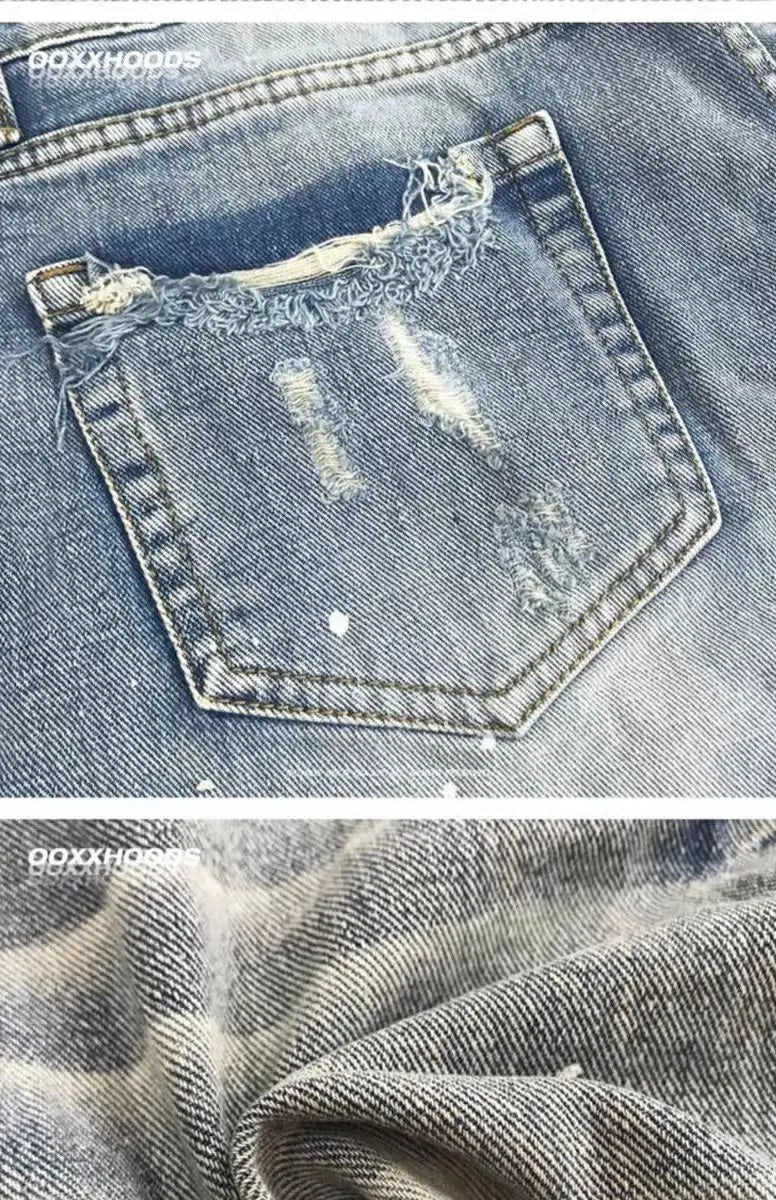 Trend 2026 Summer New Half Pants Retro Denim Washed Pants Ripped Hole Beggar Loose Casual Shorts High-end Luxury Man Clothes