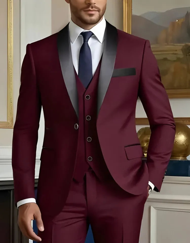 Men’s Elegant Slim Fit Tuxedo Suit Set – Classic Black Formal Suit for Weddings, Business, Parties & Special Occasions