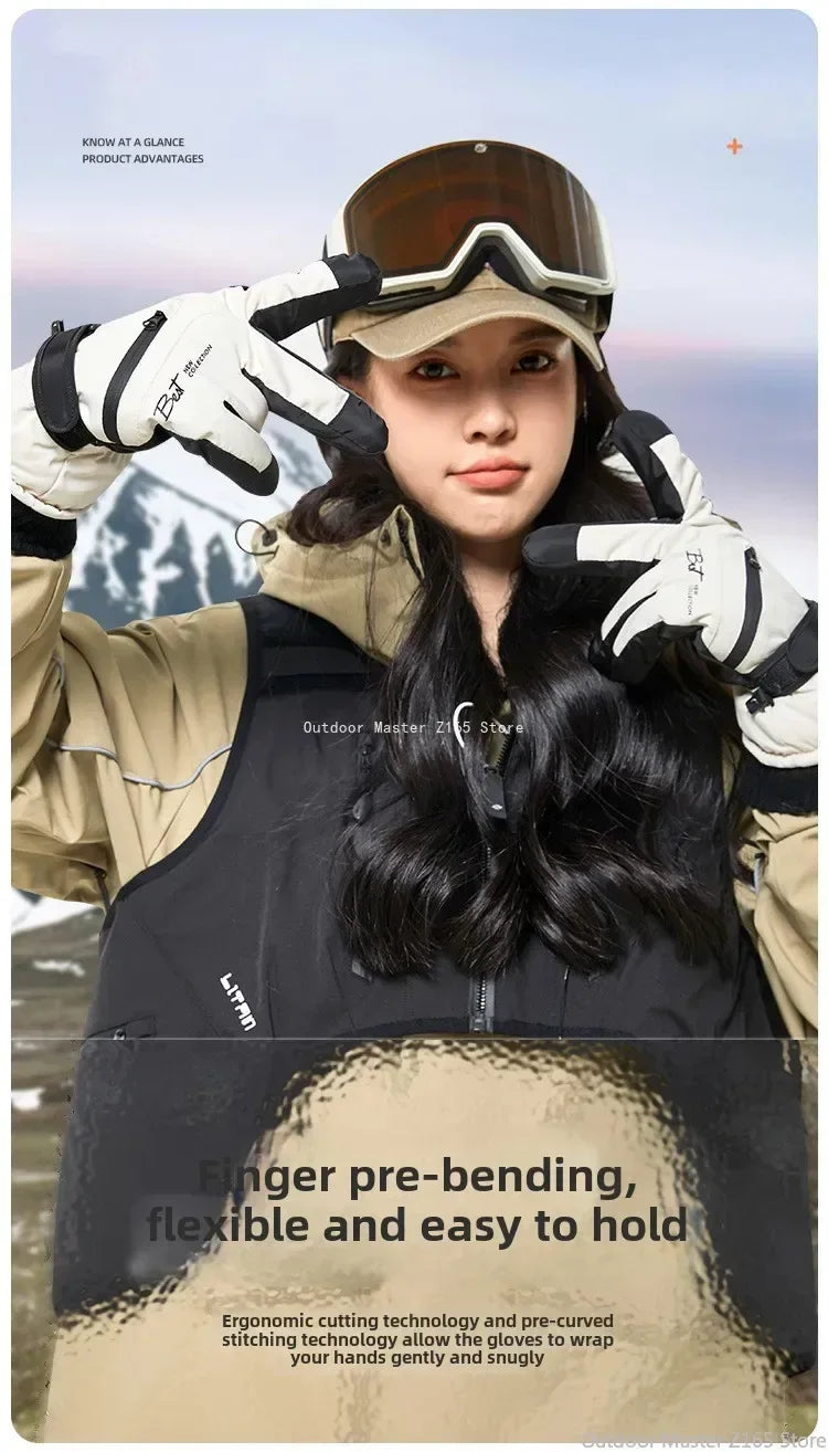Winter Cycling Gloves Non Slip Touch Ski Gloves Snowboard Accessories Waterproof Pocket Warm Men's and Women's Thermal Gloves