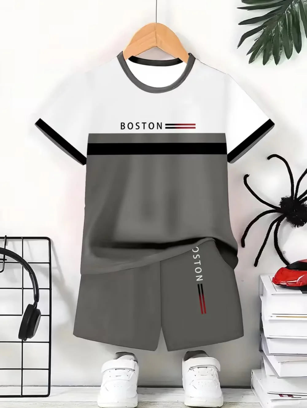 Boys 2-Piece Colorblock Quick-Dry T-Shirt and Shorts Set