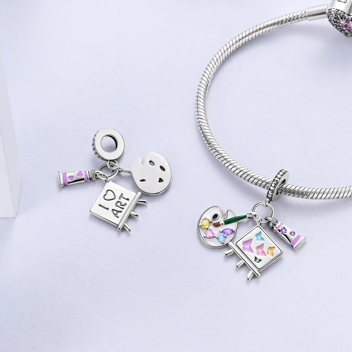 925 Sterling Silver Pink Ballet Girl Bow Pendant Charm Bead for Women – Elegant DIY Jewelry Making Charm for Bracelets & Necklaces