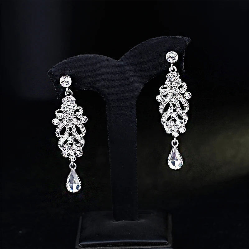Crystal Zircon Geometric Drop Earrings