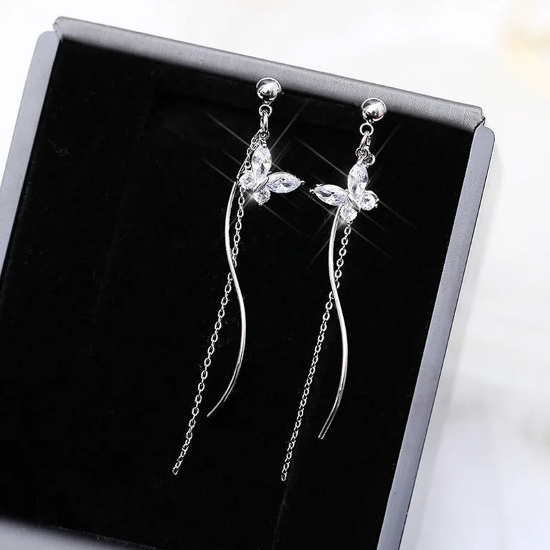 Crystal Zircon Geometric Drop Earrings