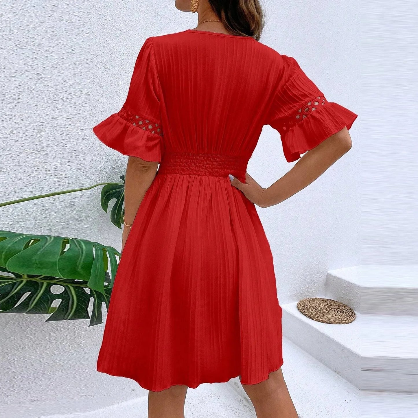 Women’s V-Neck A-Line Mini Dress.