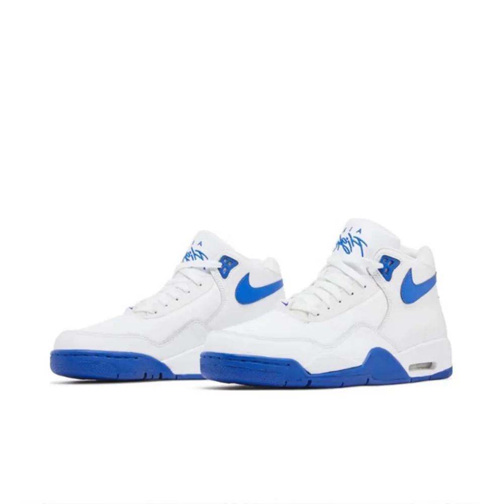 Nike Flight Legacy Comfortable and Versatile Mid-Top Retro Basketball Shoes Men's White/Blue BQ4212-103