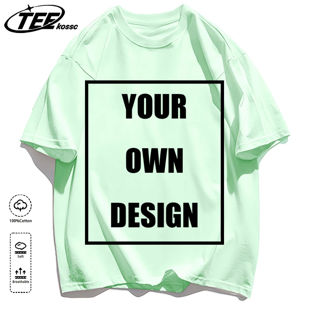 Customized LOGO Picture Men's Cotton T-Shirt Summer Colour Loose Short Sleeves Comfortable Fashion T Shirts Unisex O-Neck DIY Te