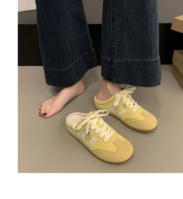 Women Fashion Slippers 2026 Summer Trend Casual Comfort Platform Flats Mules Slippers Lace-Up Non Slip Outdoor Female Slippers
