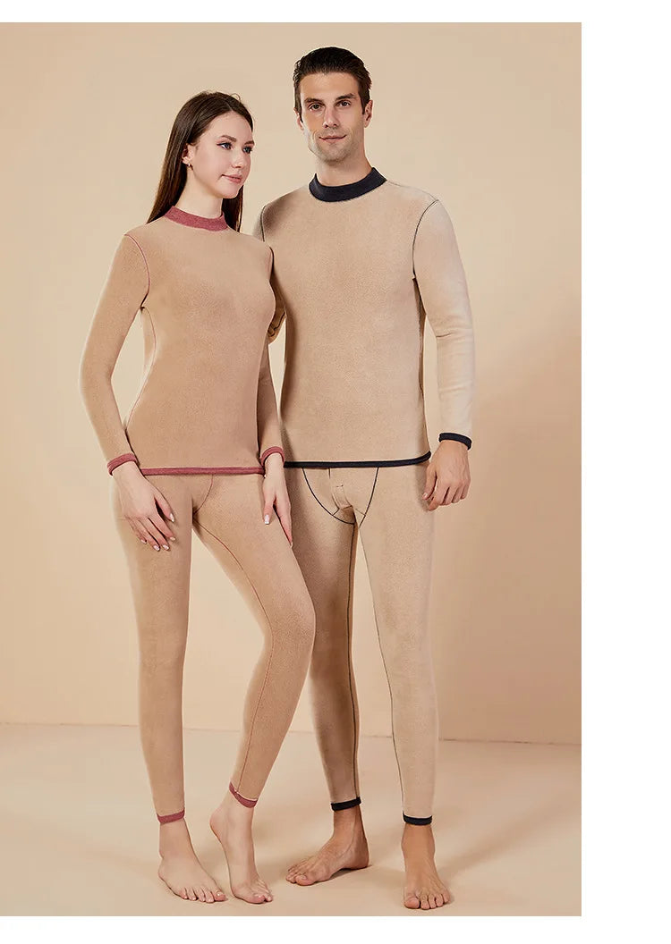 Men's Mock Neck Fleece Thermal Underwear Set