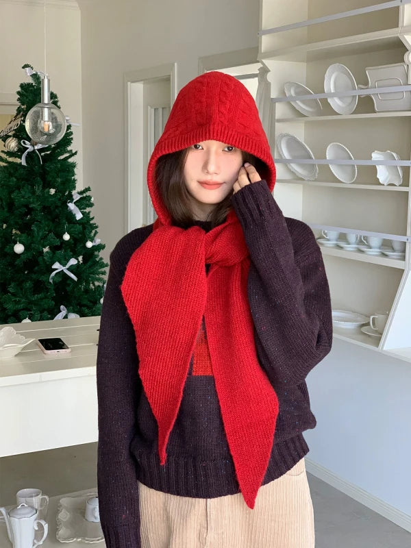 Oversize Hood Scarf Balaclava Hat Winter Ear Protection Windproof Warm Balaclava Hats Women Fashion Hat and Scarf Skullies Beani