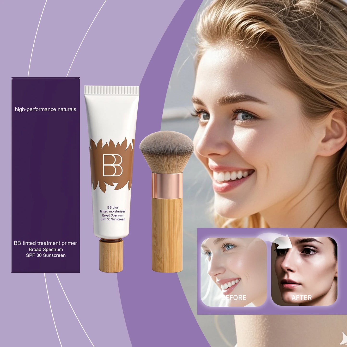 BB Cream Set – Concealer & Primer, Soft Moisturizing Makeup Base, Natural Non-Cakey Finish, Long-Lasting Non-Sticky Coverage